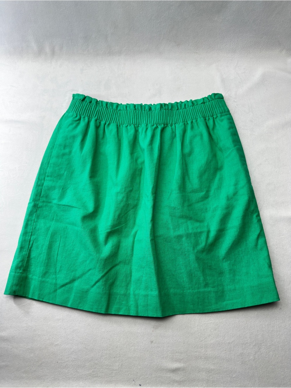 J. Crew Midi Skirt Ruffle Linen Summer Colorful Smocked 10 Kelly Green Pull On